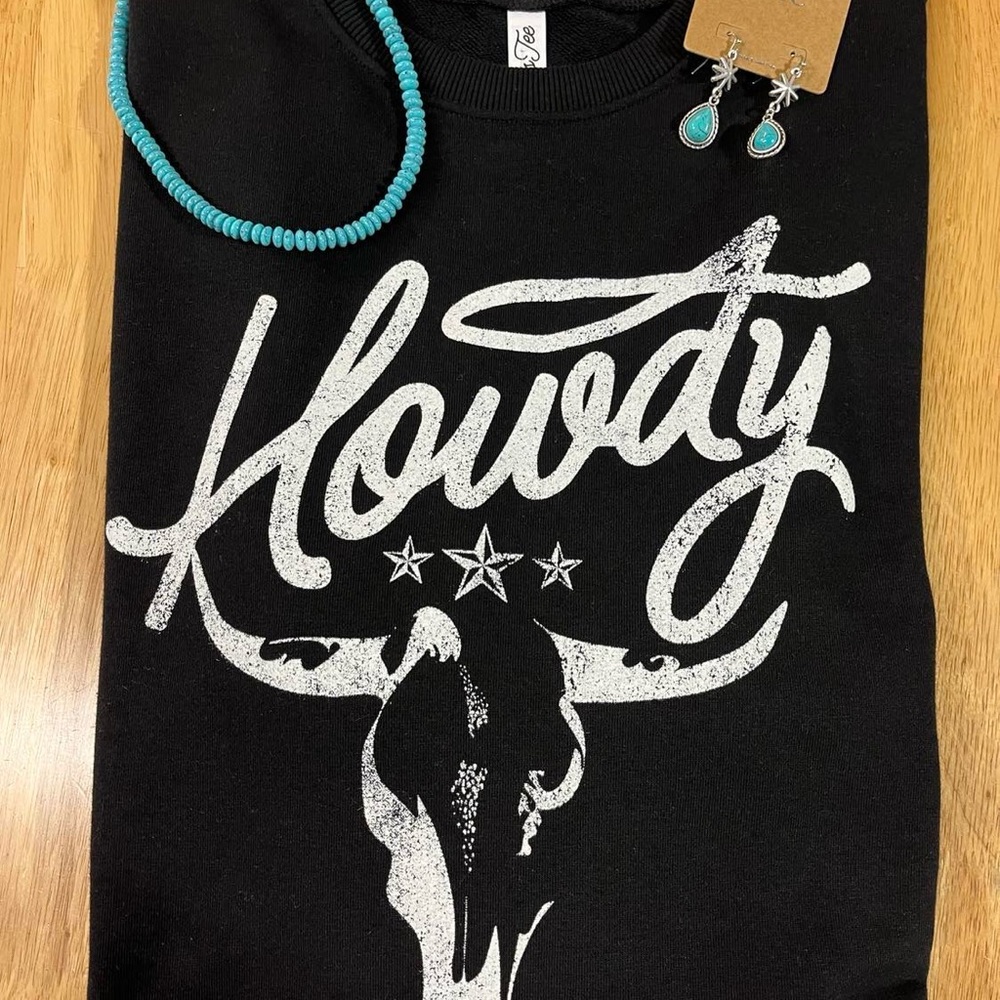 Howdy Graphic Black Sweatshirt
